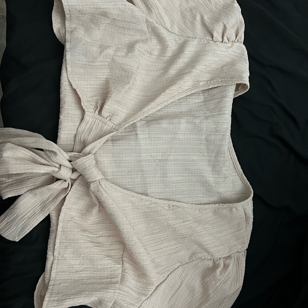 Cream Wrap Top with flared bottoms